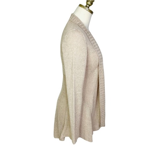 Eileen Fisher PS Tan Open Knit Asymmetrical Open Cardigan 2804 - Picture 2 of 8